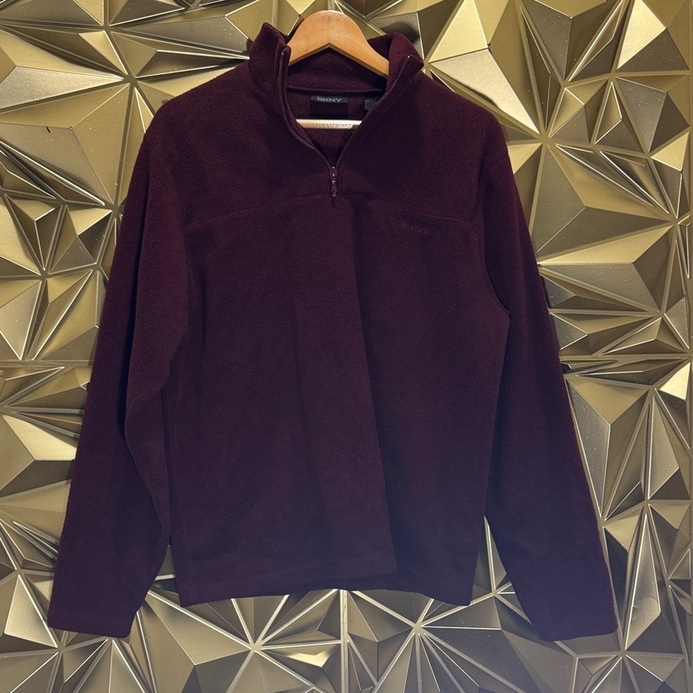DKNY Women's Dark Burgundy Zip-Up Sweater‎